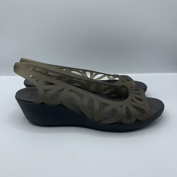 Crocs Adrina III Mini Wedge Sandals Women’s 9 Espresso Brown Slip On Shoes - Picture 3 of 8